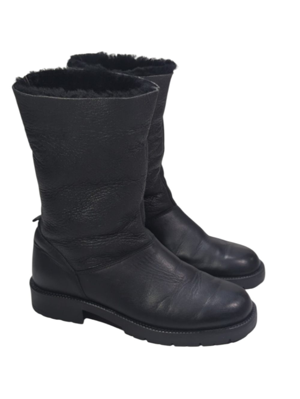 Santara Canada Black Leather Women's Faux Fur Lined Boots US Size 6